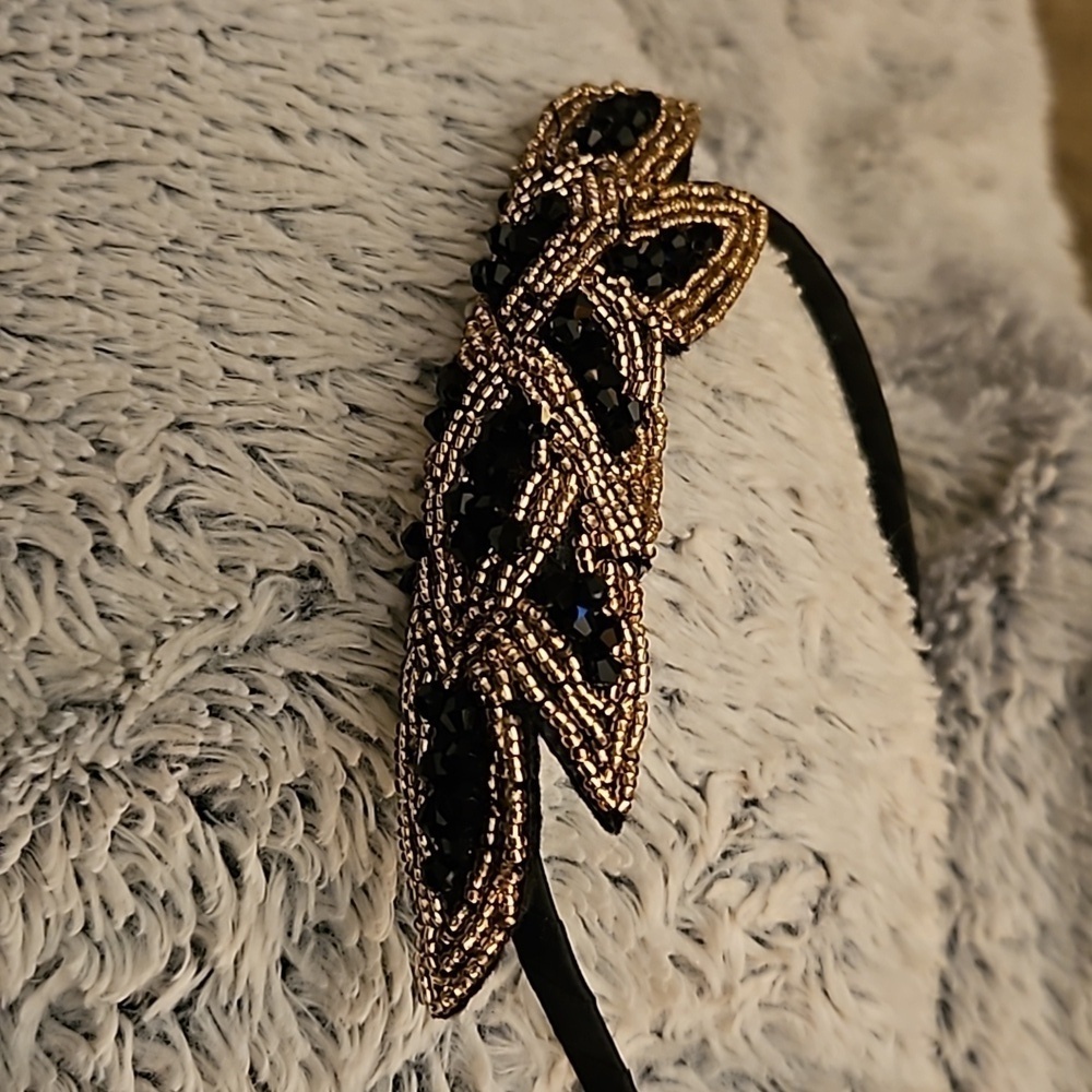 1920s Style Burlesque Art Deco Flapper Beaded Floral Crown Headband - Picture 2 of 5